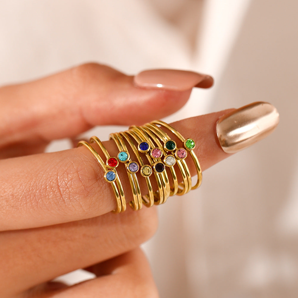 Single Diamond Birthstone Ring