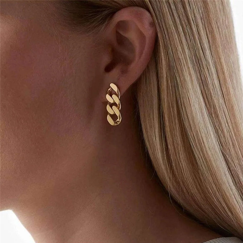 Cuban Link Chain Stud Earrings