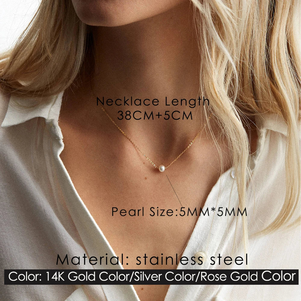 Pearl Pendant Dainty Choker Necklace for Women