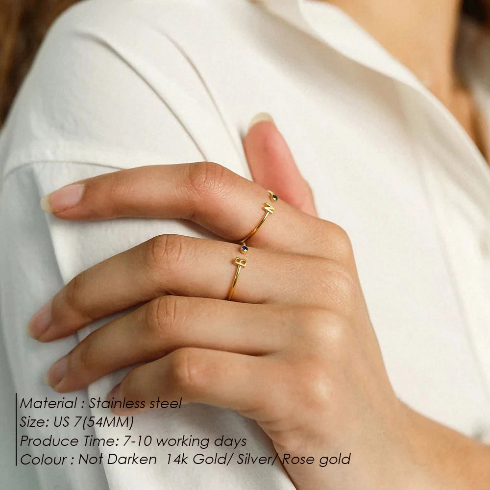 Birthstone Initial Custom Ring