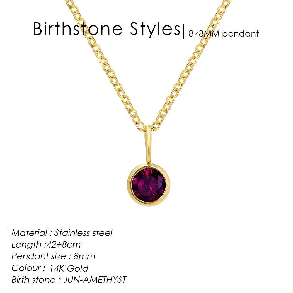 Stainless Steel Birthstone Necklace for Woman 12 Constellation DIY