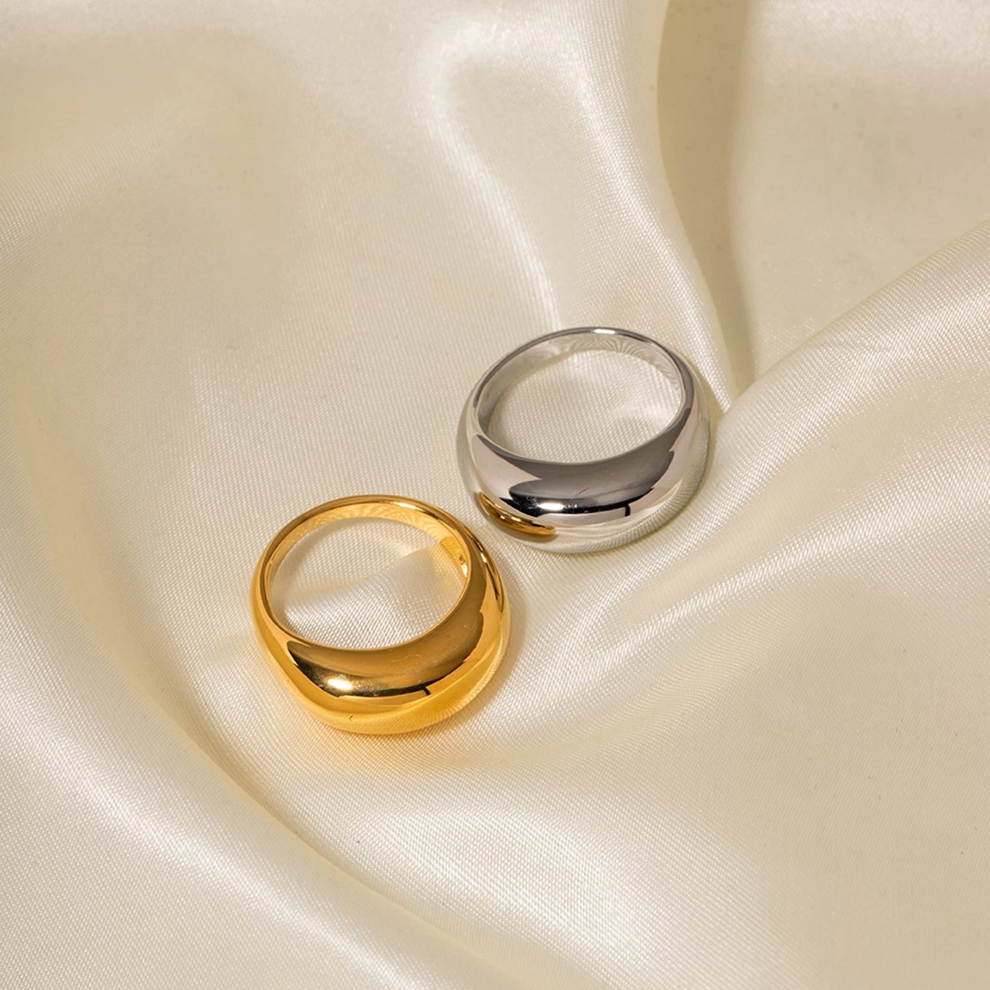 Fashion Simple Stainless Steel Rings for Women Arc Rings Jewellery Couple Anniversary Geometric Ring Size 5 6 7 8 Jewelry