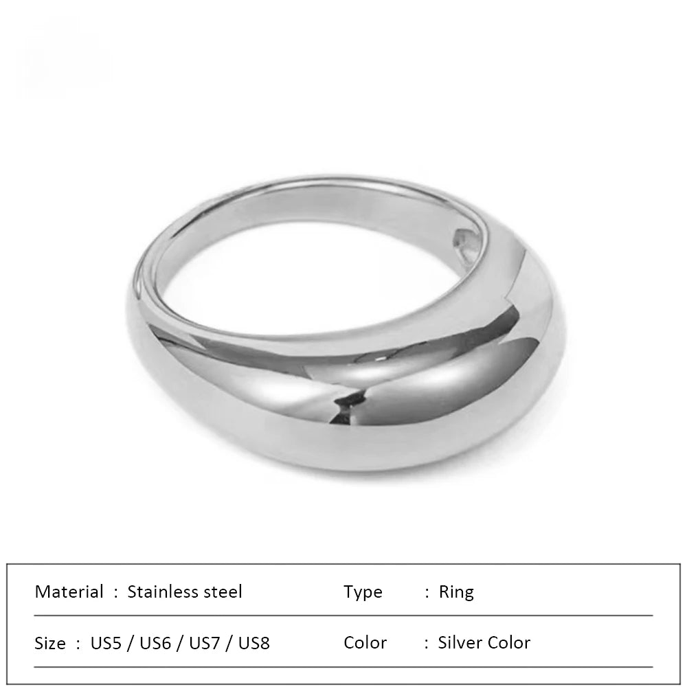 Fashion Simple Stainless Steel Rings for Women Arc Rings Jewellery Couple Anniversary Geometric Ring Size 5 6 7 8 Jewelry