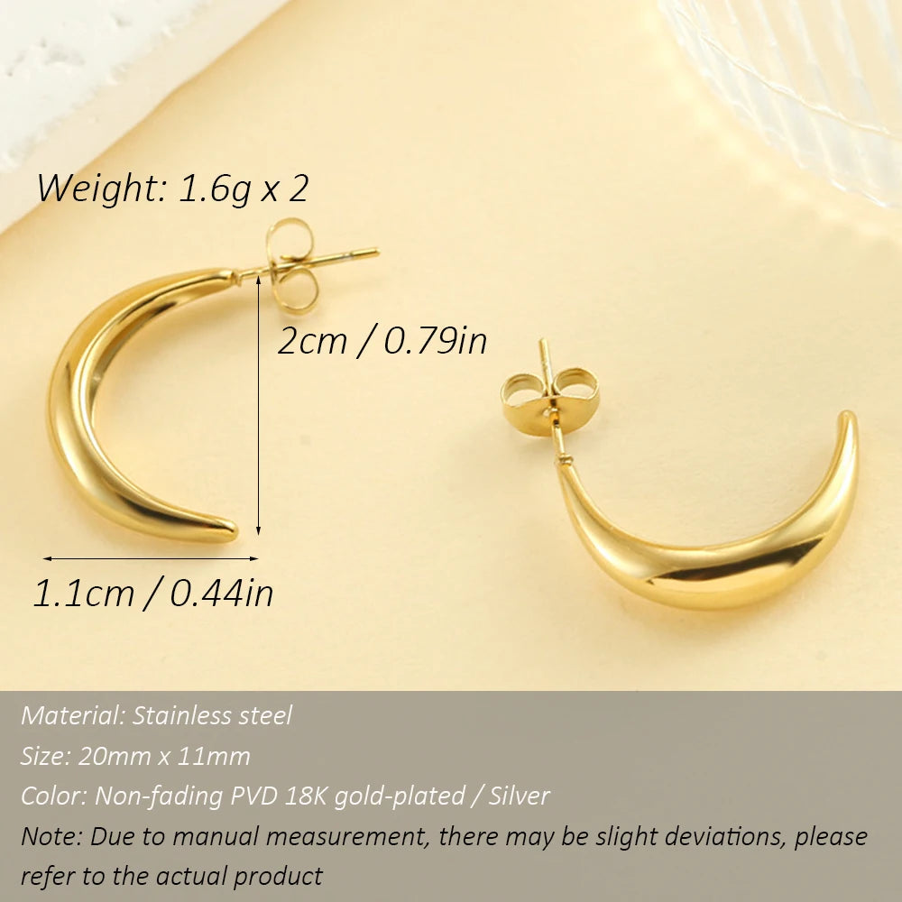 C Shape Stainless Steel Earrings for Women
