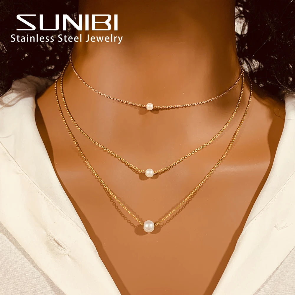 Pearl Pendant Dainty Choker Necklace for Women