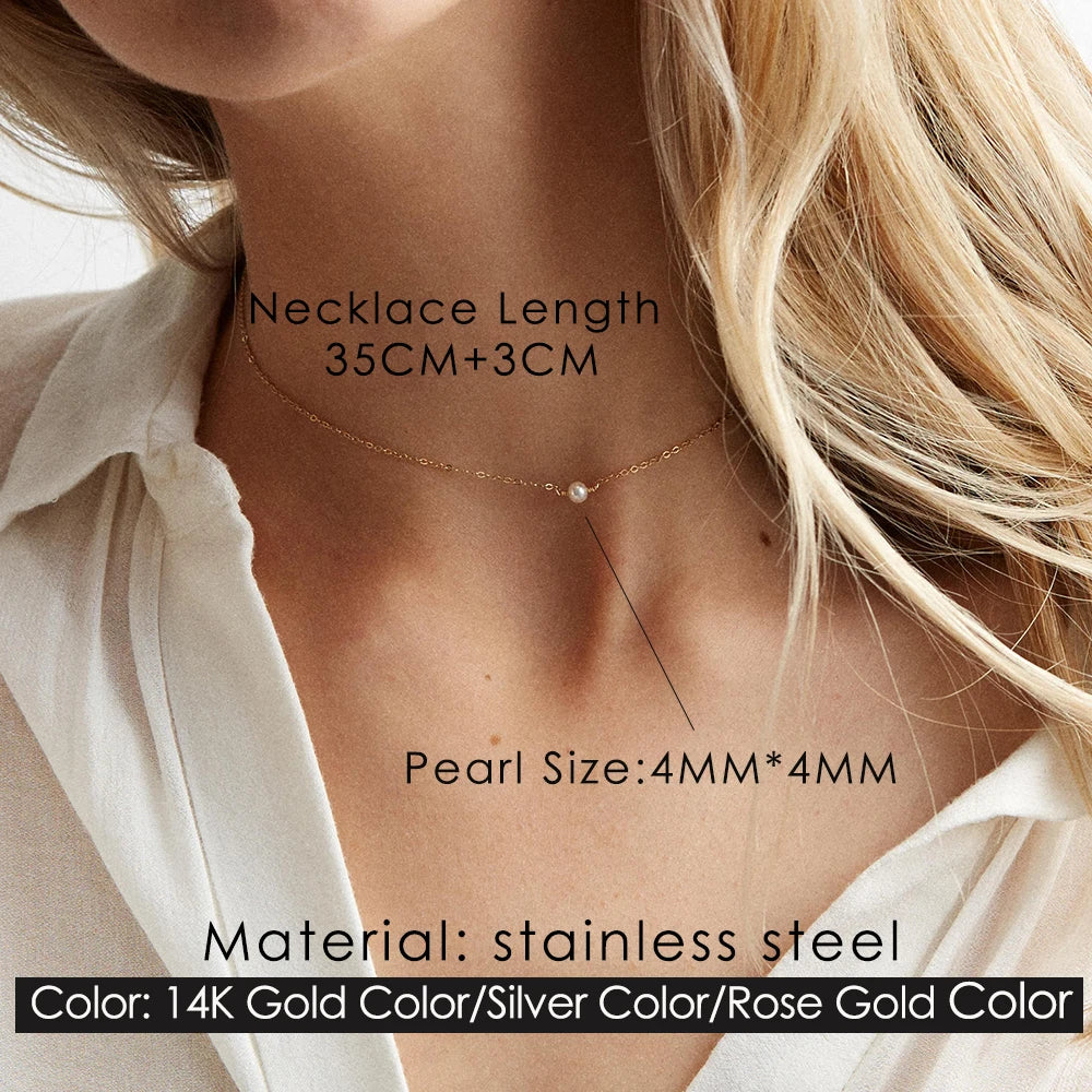 Pearl Pendant Dainty Choker Necklace for Women