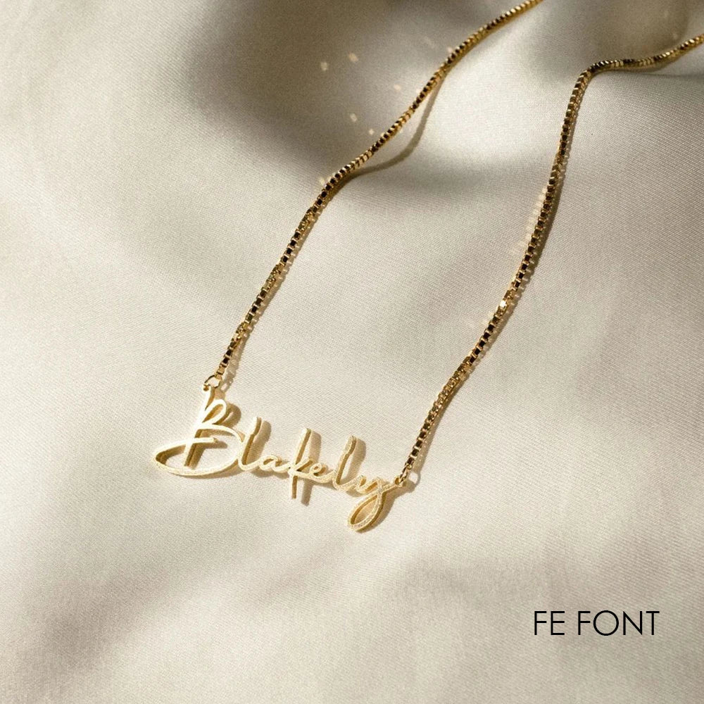 Customized Name Stainless Steel Necklace for Women Personalized Letter Gold Plated Choker Necklace Pendant Nameplate Gift