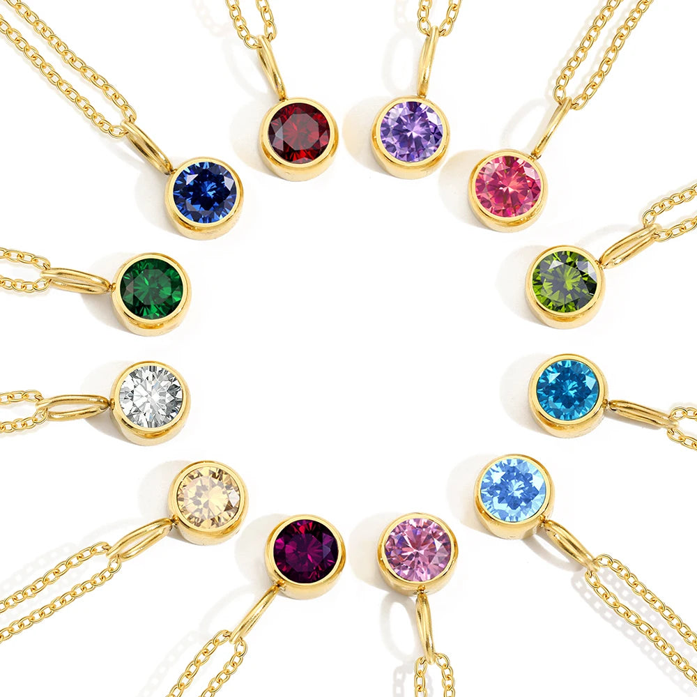 Stainless Steel Birthstone Necklace for Woman 12 Constellation DIY