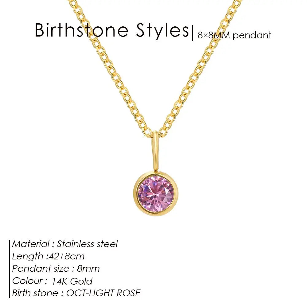 Stainless Steel Birthstone Necklace for Woman 12 Constellation DIY