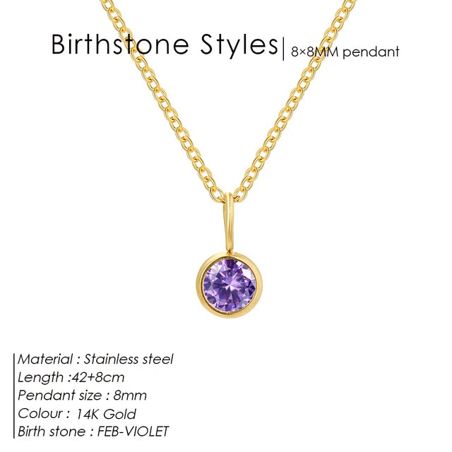 Stainless Steel Birthstone Necklace for Woman 12 Constellation DIY