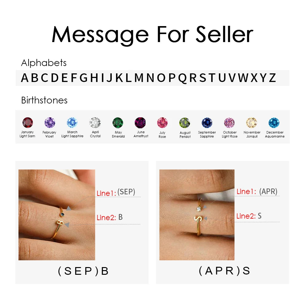 Birthstone Initial Custom Ring