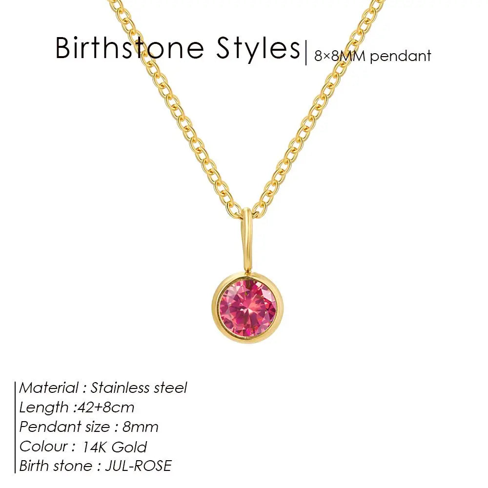 Stainless Steel Birthstone Necklace for Woman 12 Constellation DIY