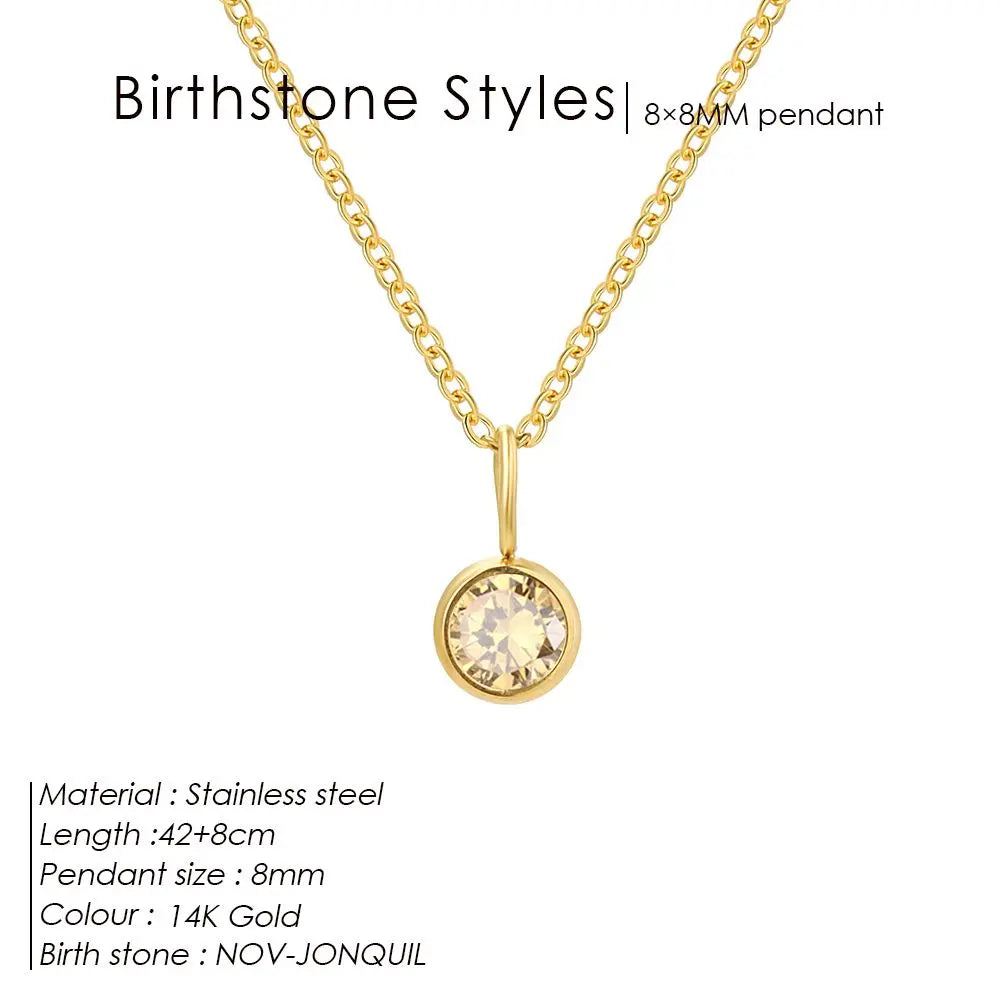 Stainless Steel Birthstone Necklace for Woman 12 Constellation DIY