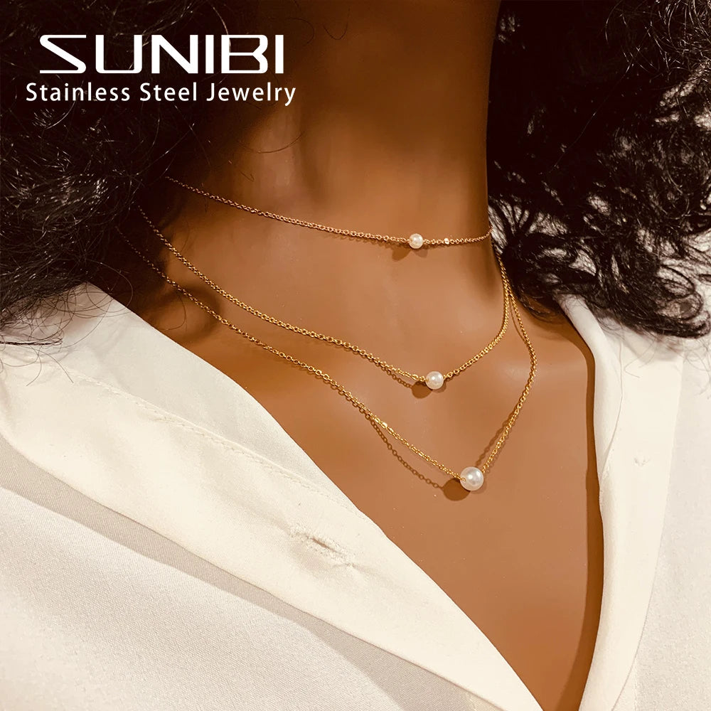 Pearl Pendant Dainty Choker Necklace for Women