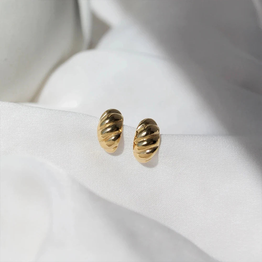 Bread Texture Stainless Steel Stud Earrings