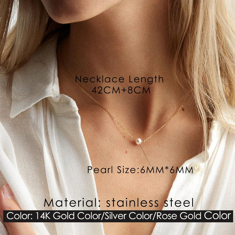 Pearl Pendant Dainty Choker Necklace for Women