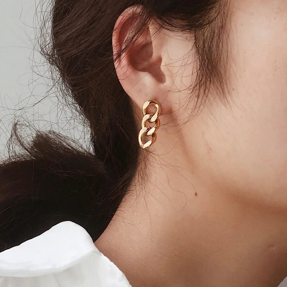 Cuban Link Chain Stud Earrings