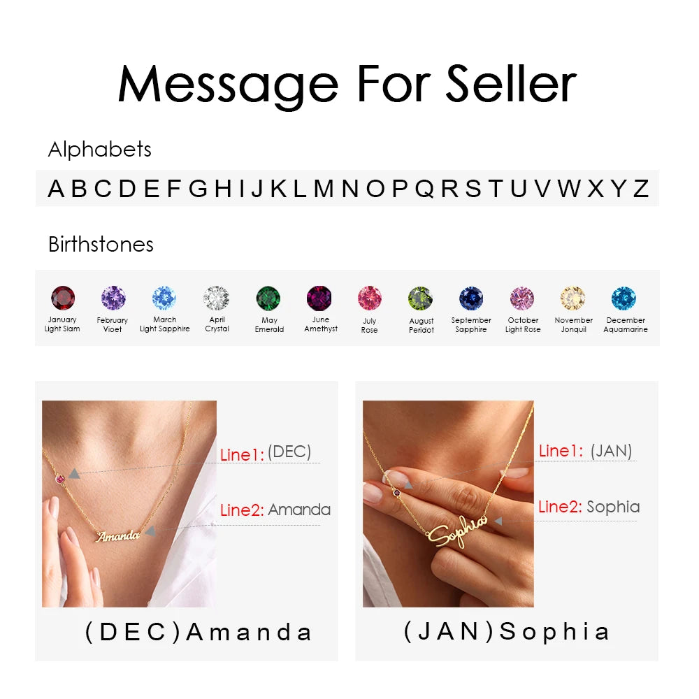 DIY Birthstone Customized Stainless Steel Name Necklace