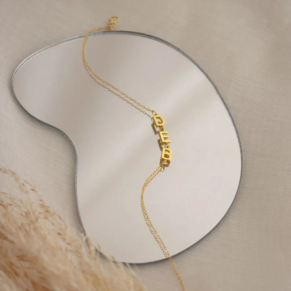 Stainless Steel Customized Name Bracelet for Women Girls Gold Color Chain Letter Personalized Charm Bracelets Jewelry