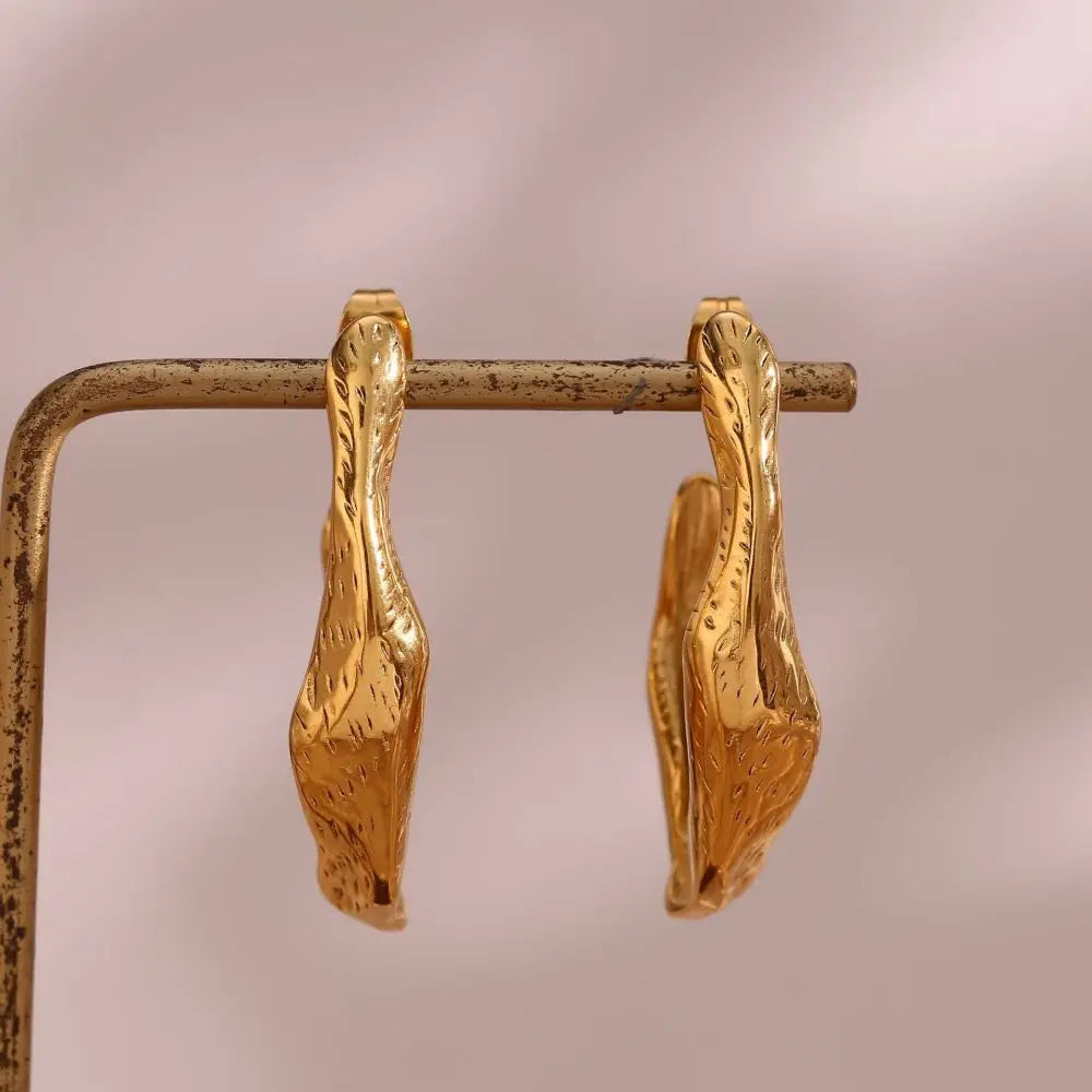 Stainless Steel Hook Stud Earring for Woman Gold Color Retro Irregular Earrings Waterproof Jewelry Wholesale Dropshipping
