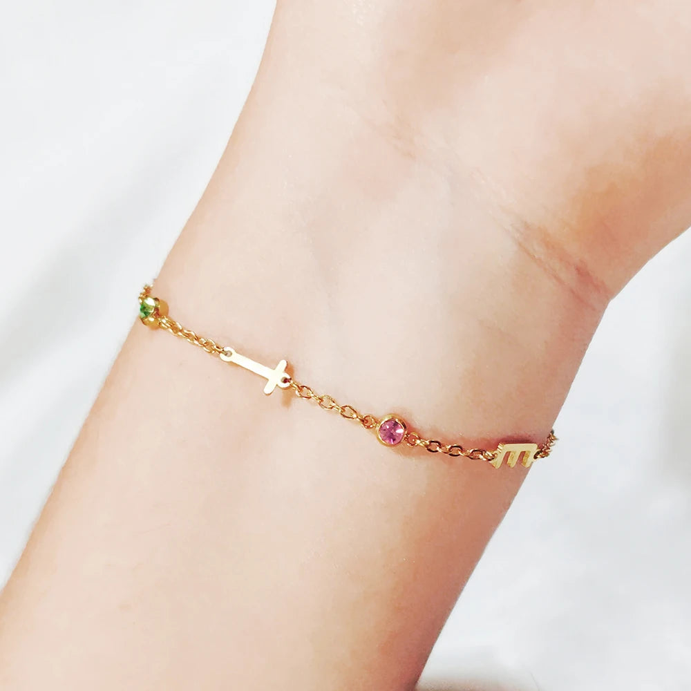 Personalized Birthstone Name Custom Bracelet
