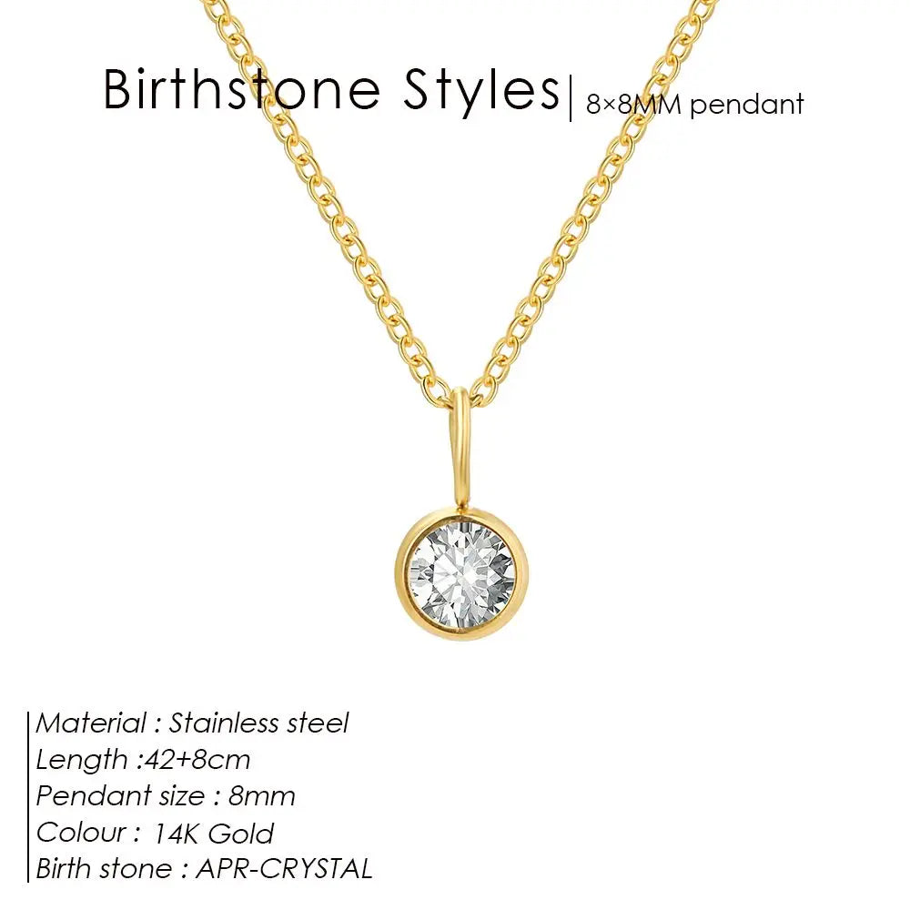 Stainless Steel Birthstone Necklace for Woman 12 Constellation DIY