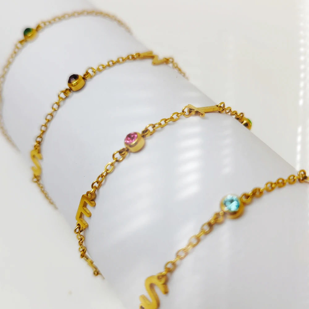 Personalized Birthstone Name Custom Bracelet