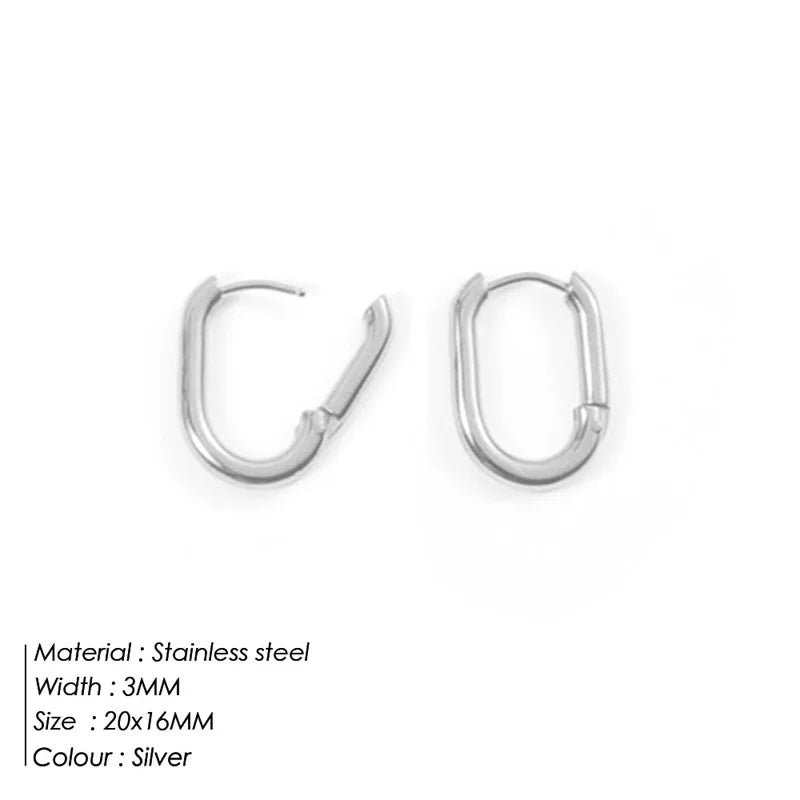 Stainless Steel Stud Earrings for Woman Prevent Allergy Fashion Vintage Handmade U-Shape Earring Circle Bride Jewelry