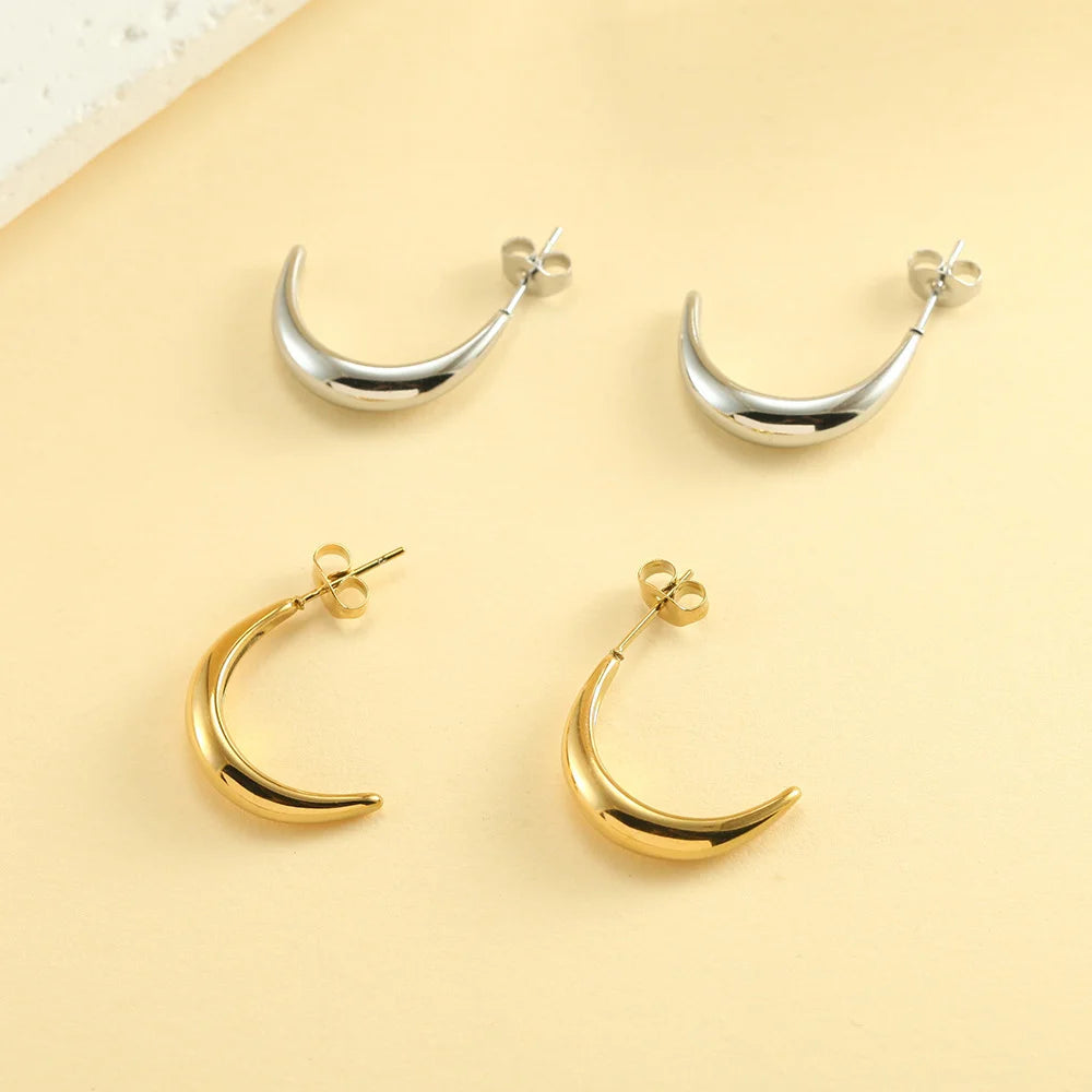 C Shape Stainless Steel Earrings for Women