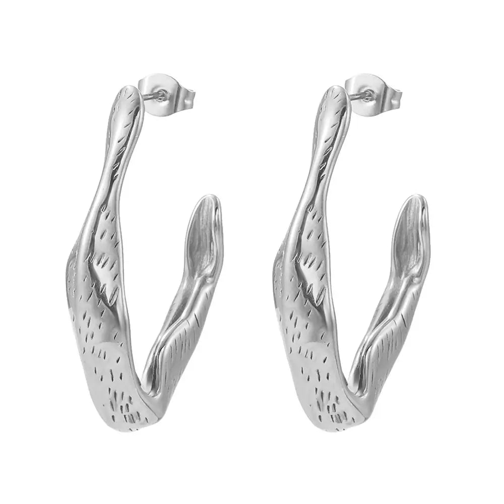 Stainless Steel Hook Stud Earring for Woman Gold Color Retro Irregular Earrings Waterproof Jewelry Wholesale Dropshipping