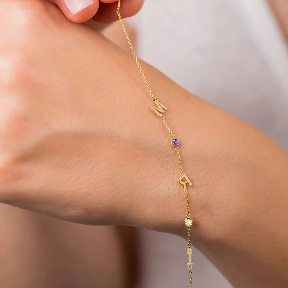 Personalized Birthstone Name Custom Bracelet
