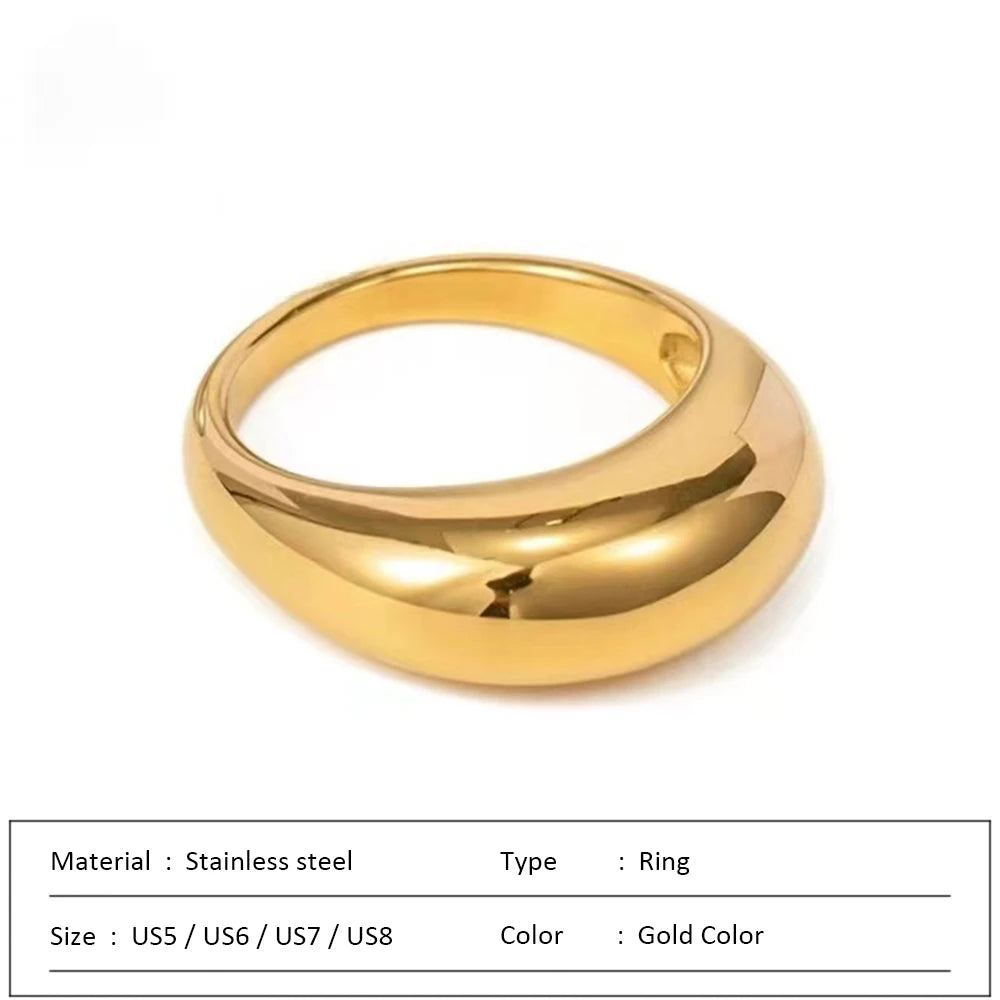 Fashion Simple Stainless Steel Rings for Women Arc Rings Jewellery Couple Anniversary Geometric Ring Size 5 6 7 8 Jewelry