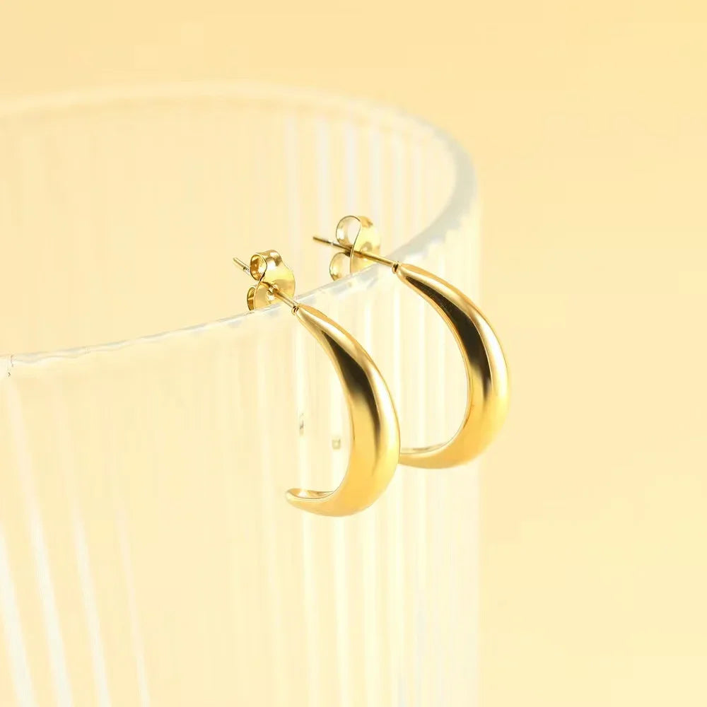 C Shape Stainless Steel Earrings for Women