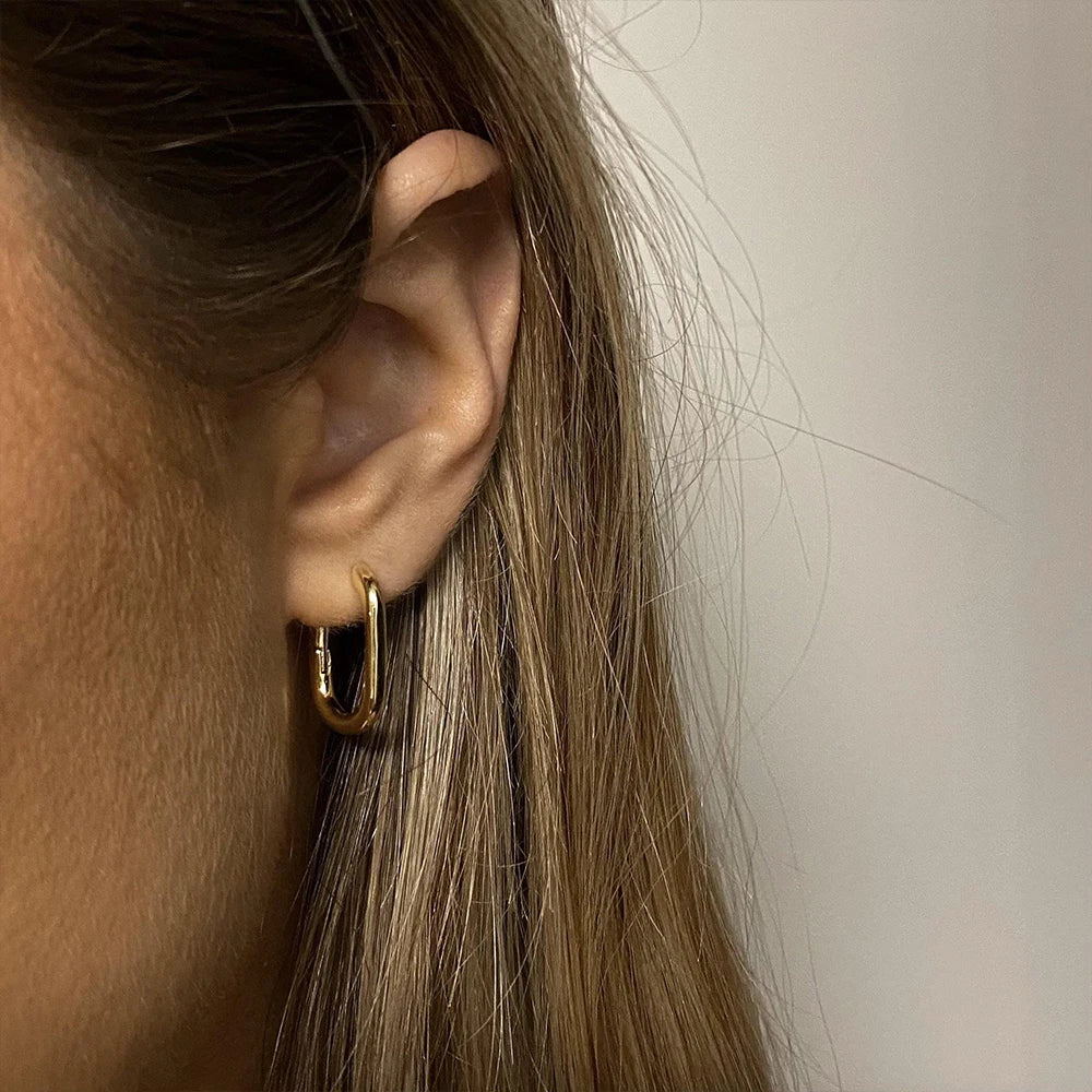 Stainless Steel Stud Earrings for Woman Prevent Allergy Fashion Vintage Handmade U-Shape Earring Circle Bride Jewelry