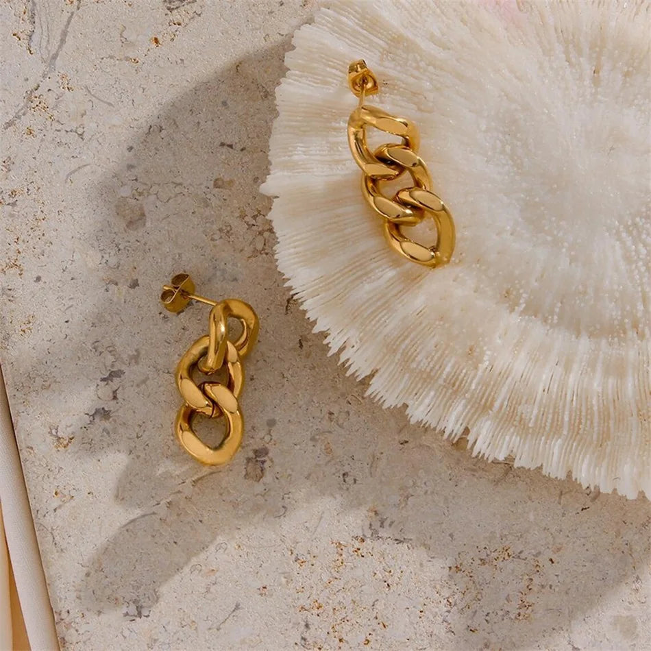 Cuban Link Chain Stud Earrings
