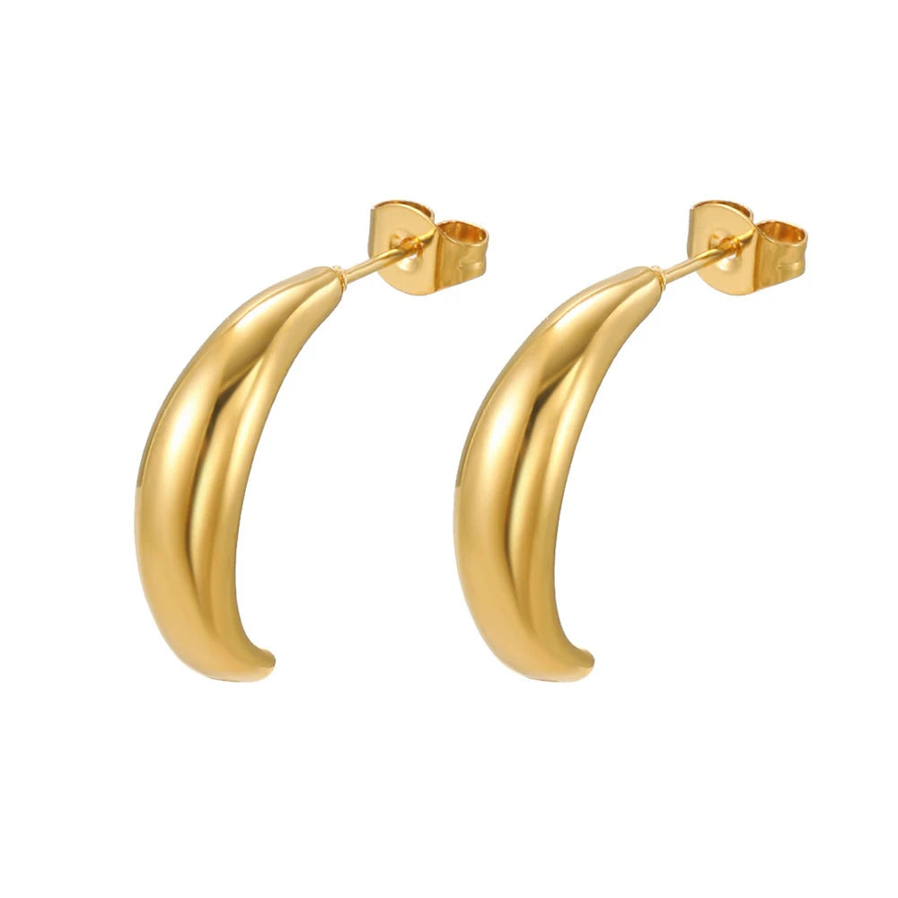 C Shape Stainless Steel Earrings for Women