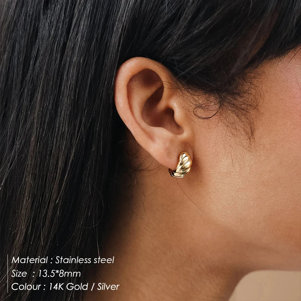 Bread Texture Stainless Steel Stud Earrings