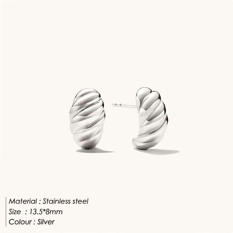 Bread Texture Stainless Steel Stud Earrings