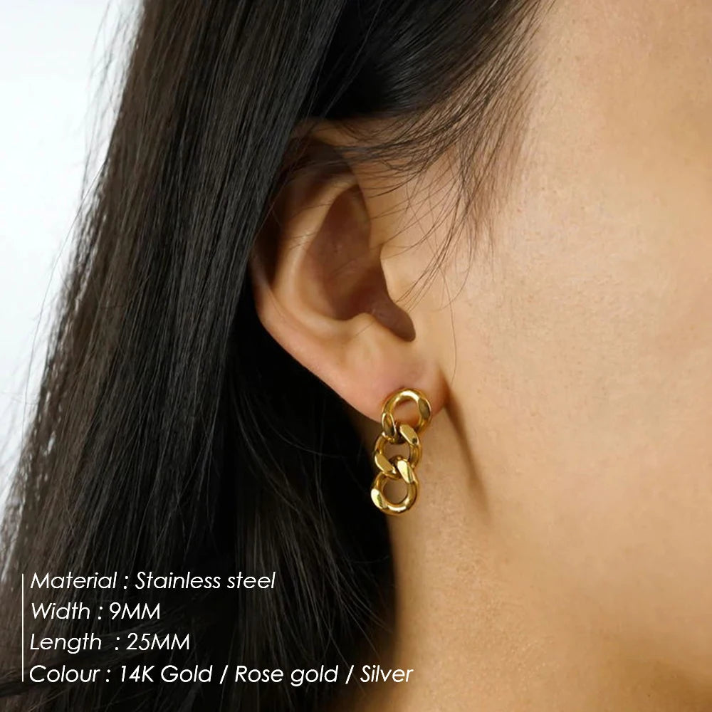 Cuban Link Chain Stud Earrings