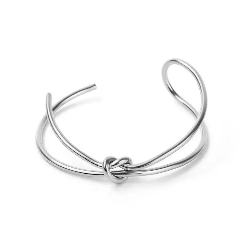 Stainless steel double knotted bracelet