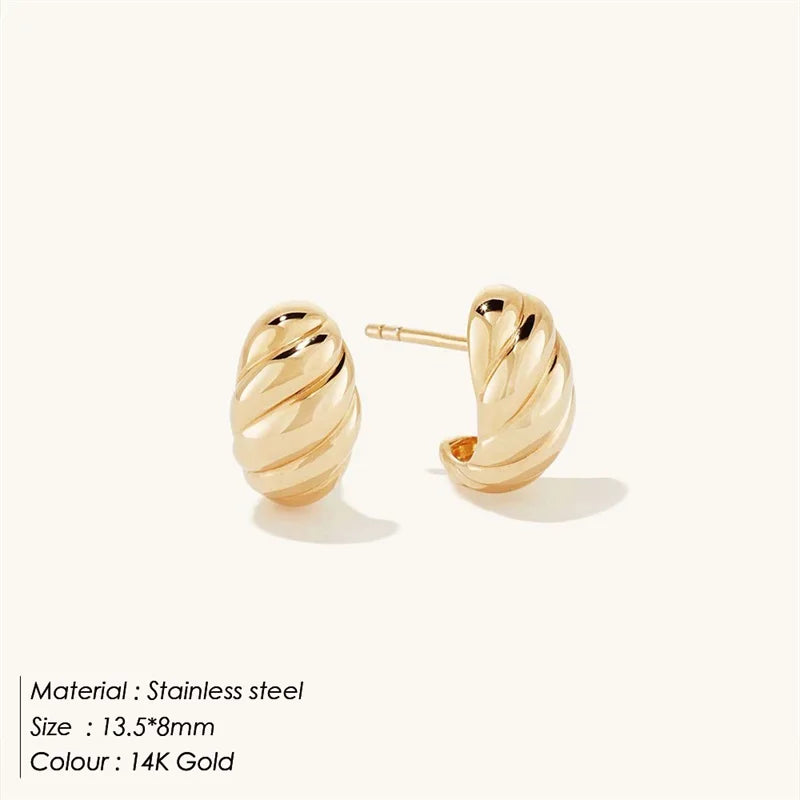 Bread Texture Stainless Steel Stud Earrings