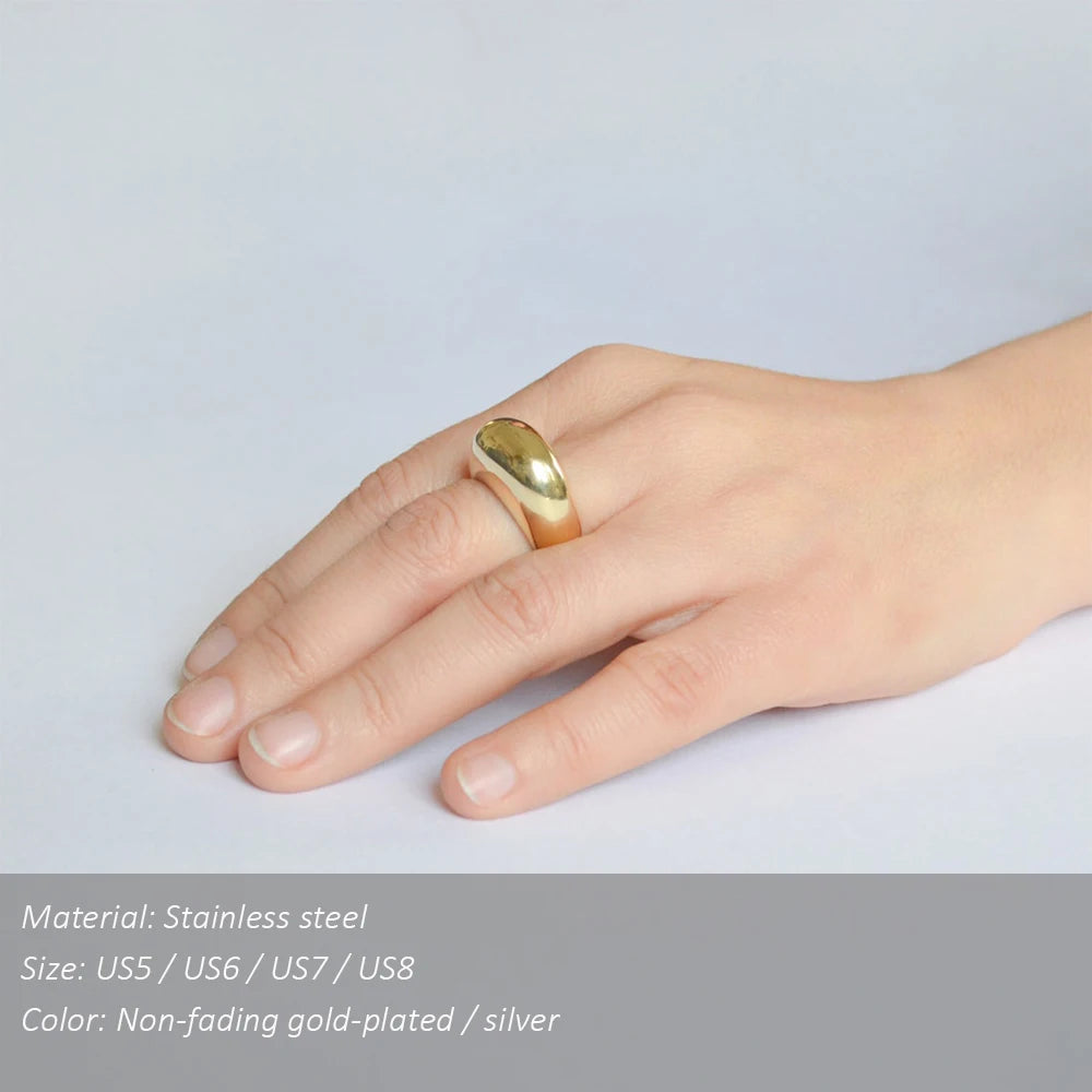 Fashion Simple Stainless Steel Rings for Women Arc Rings Jewellery Couple Anniversary Geometric Ring Size 5 6 7 8 Jewelry