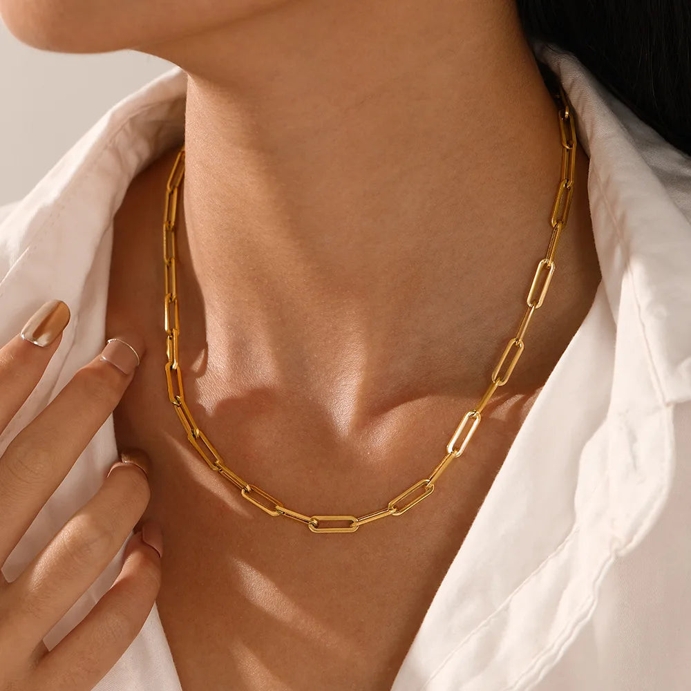 Stainless Steel Link Chain Choker Necklaces for Women