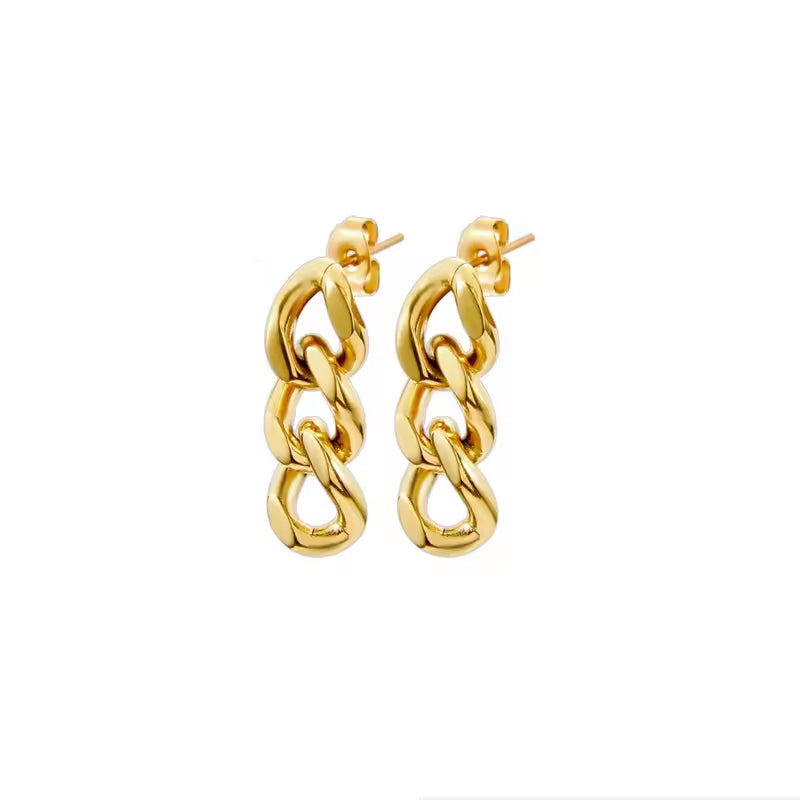 Cuban Link Chain Stud Earrings