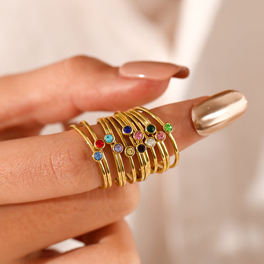 Single Diamond Birthstone Ring