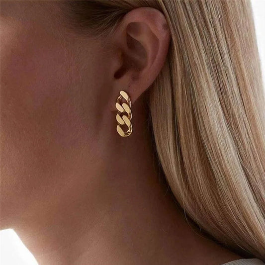 Cuban Link Chain Stud Earrings