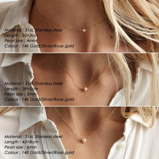 Pearl Pendant Dainty Choker Necklace for Women