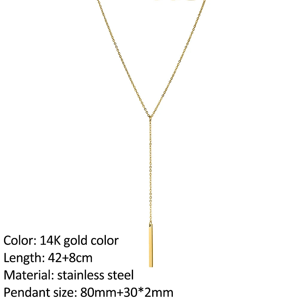 Vertical Bar Pendant Stainless Steel Necklaces