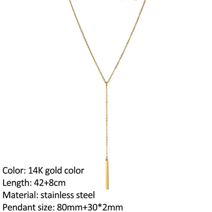 Vertical Bar Pendant Stainless Steel Necklaces