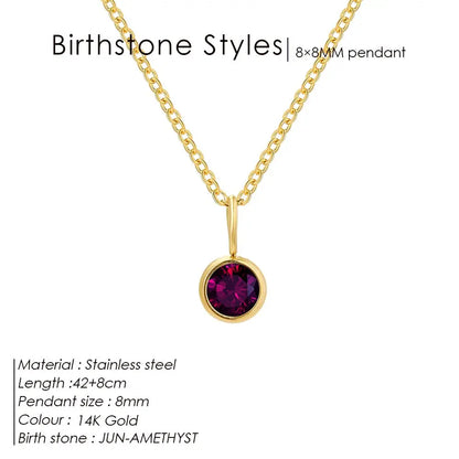 Stainless Steel Birthstone Necklace for Woman 12 Constellation DIY